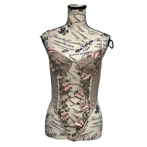 Aureila Intimates Sheer Mesh Butterfly Thong Bodysuit Fairycore Coquette Girl S - Picture 1 of 8